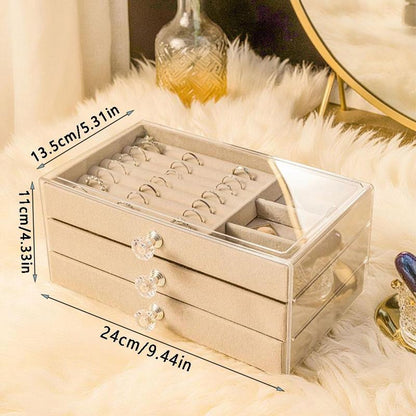 Vanity Organizer Jewelry Storage Tray, 1 Count Summer Multi-Layer Jewelry Storage Box with Drawer & Lid, Jewellery Storage Display Box, Jewelry Organiser