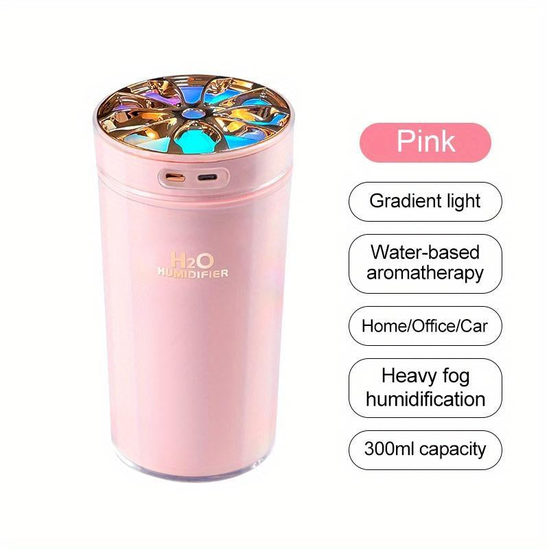 300ML Portable Air Humidifier, USB Powered Air Mini Humidifiers with Color LED Night Light