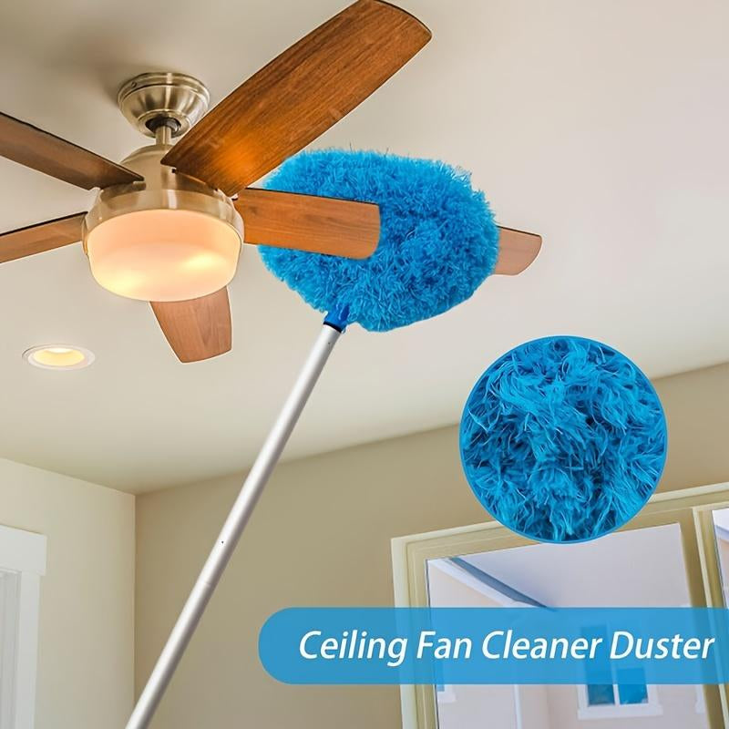 Telescopic Ceiling Fan Cleaner & Dusting Brush Cleaner | Washable Microfiber Cleaning Duster with Extension Rod for High Ceilings, Furniture, Blinds, and Cars (Blue)