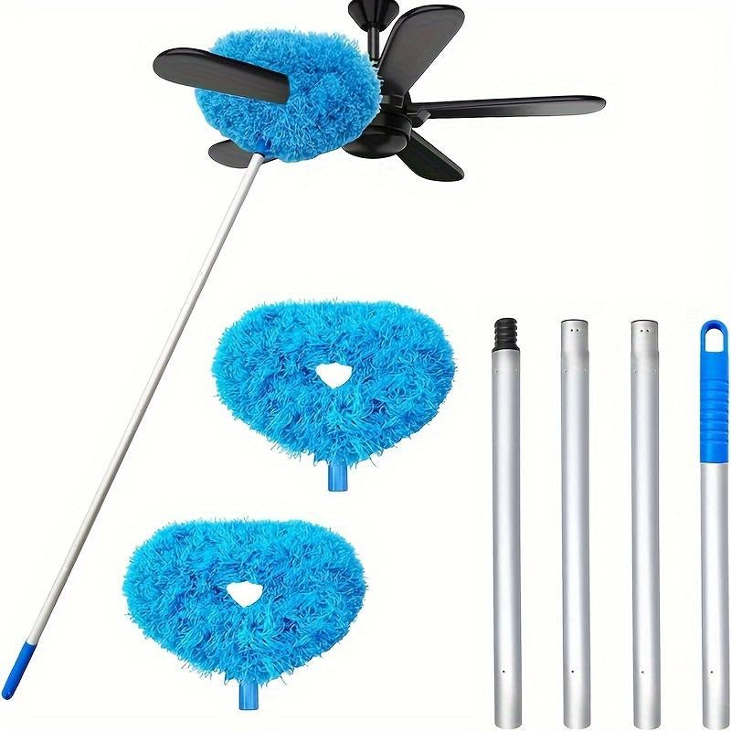 Telescopic Ceiling Fan Cleaner & Dusting Brush Cleaner | Washable Microfiber Cleaning Duster with Extension Rod for High Ceilings, Furniture, Blinds, and Cars (Blue)