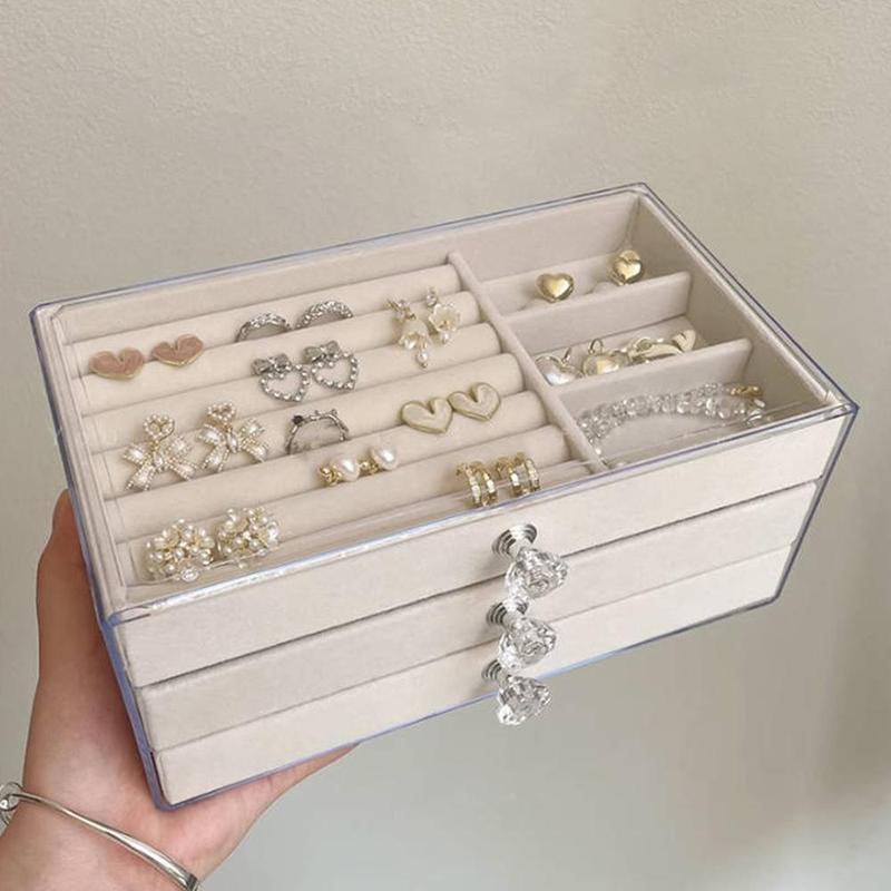 Vanity Organizer Jewelry Storage Tray, 1 Count Summer Multi-Layer Jewelry Storage Box with Drawer & Lid, Jewellery Storage Display Box, Jewelry Organiser