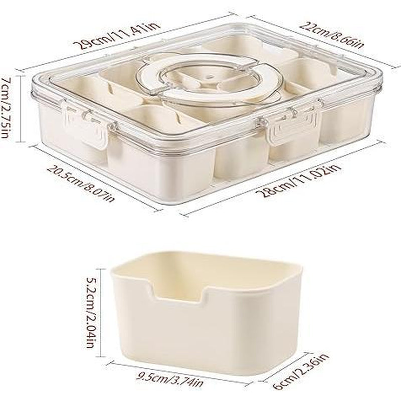 Food Divided Serving Tray with Lid and Handle - Clear Snackle Box Charcuterie Container for Portable Snack Platters - Organize Candy, Fruits, Nuts, Snacks - Perfect for Entertaining Kitchen Utensils Sturdy