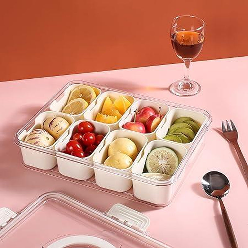 Food Divided Serving Tray with Lid and Handle - Clear Snackle Box Charcuterie Container for Portable Snack Platters - Organize Candy, Fruits, Nuts, Snacks - Perfect for Entertaining Kitchen Utensils Sturdy