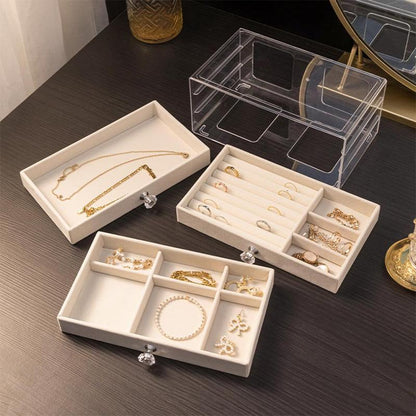 Vanity Organizer Jewelry Storage Tray, 1 Count Summer Multi-Layer Jewelry Storage Box with Drawer & Lid, Jewellery Storage Display Box, Jewelry Organiser