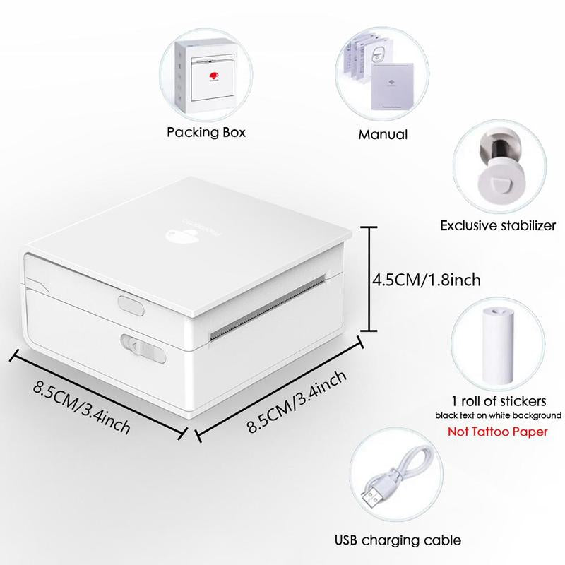 Sticker Printer with 1 Roll Stickers, Inkless Bluetooth Thermal Printer.