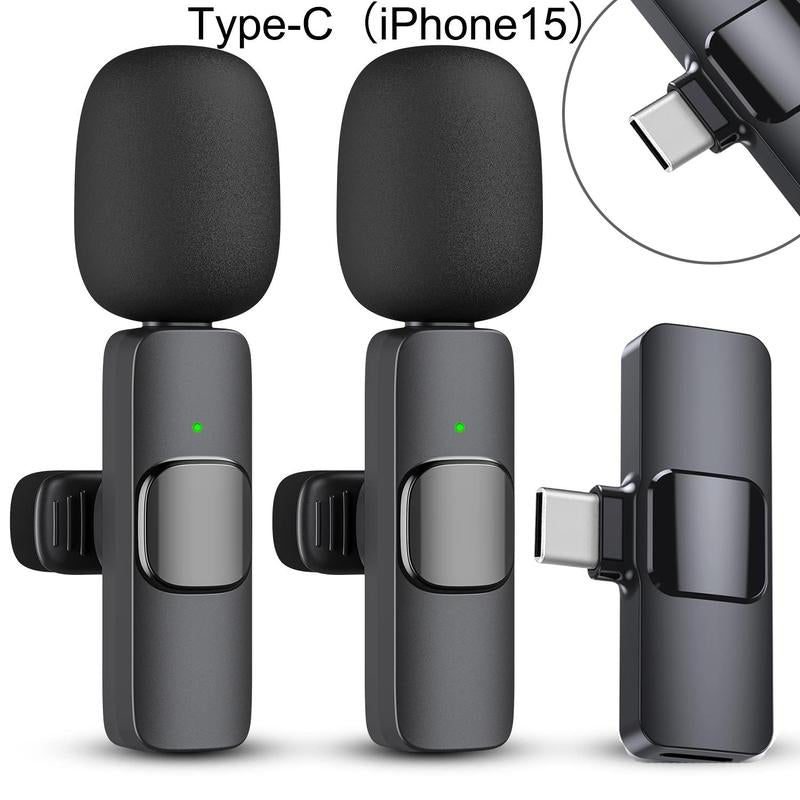 2 Pack Professional Wireless Mini Microphone for Iphone, Ipad Iphone 15, Ios and Android Devices