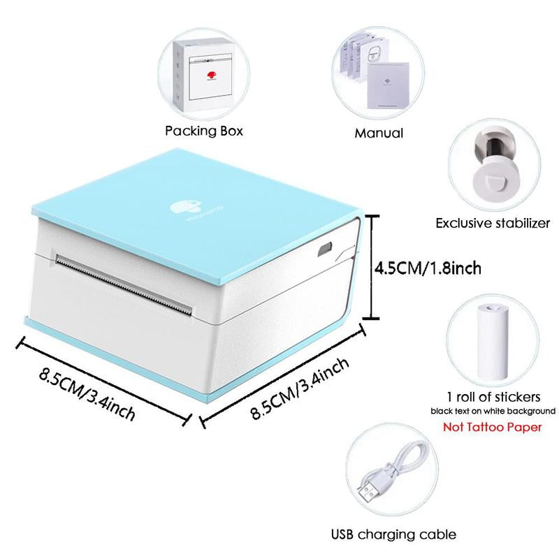 Sticker Printer with 1 Roll Stickers, Inkless Bluetooth Thermal Printer.